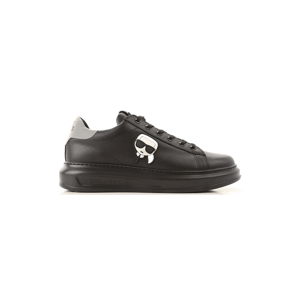 Karl Lagerfeld Kapri Doll Ikonic Logo Black Leather Trainer